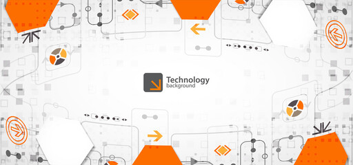 Abstract technology concept. Circuit board, high computer background. Vector illustration with space for content, web - template, business tech presentation.
