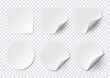 © fenskey - Mockup realistic round and square stickers with rounded corners white colors with curved corner and shadow. Vector illustration EPS10