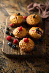 Canvas Print - Homemade muffins with berries