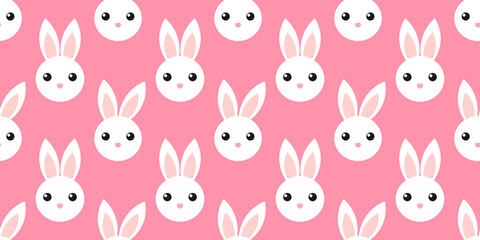 Wall Mural - cute white bunnies seamless pattern.