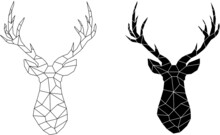 Deer Illustration In Black White Colors. Geometric Vector Deer Illustration.