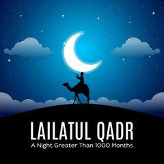 Wall Mural - Lailatul qadr vector illustration. Suitable for Poster, Banners, background and greeting card.