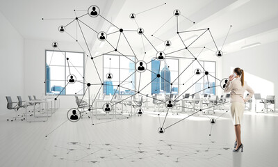 Wall Mural - Networking and social communication concept as effective point for modern business