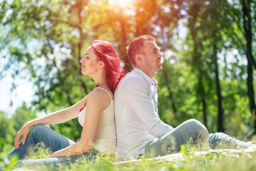 Canvas Print - A young couple in the park.