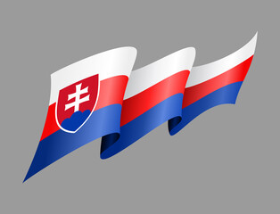 Slovakian flag wavy abstract background. Vector illustration.