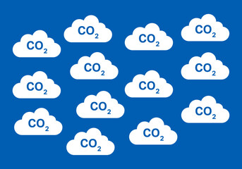 CO2 emissions cloud background. Simple blue co2 sky background / wallpaper isolated on blue background.