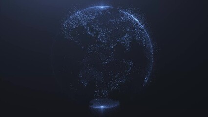 planet earth made of particles. globe made of digital noise. big date. artificial intelligence. meta