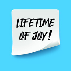 Wall Mural - Text lifetime of joy on the short note texture background