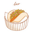 Asian food bao bun, vector illustration