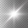 © vector_ukraine - White glowing light star on a black background. Transparent shining sun, star explodes and bright flash. White bright illustration starburst.