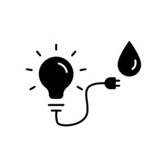 Wall Mural - Water energy icon. Light bulb with water. glyph icon style. silhouette. suitable for renewable energy symbol. simple design editable. Design template vector