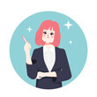Businesswoman thinking about and determine somethings character gesture pose. Flat cartoon vector design.