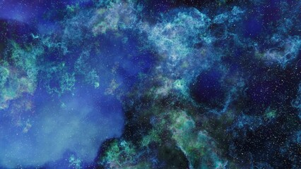 Wall Mural - blue and green stars, planets and galaxy in a free space