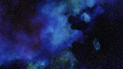 Wall Mural - blue and green stars, planets and galaxy in a free space