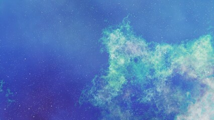 Wall Mural - blue and green stars, planets and galaxy in a free space