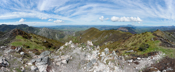 Panoramic view of Asturias from La Múa peak, in the council of Nava, Asturias, Spain