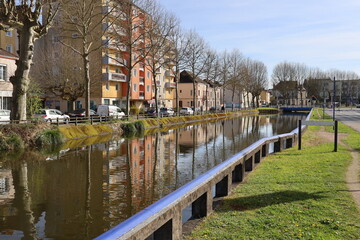 Wall Mural - Le canal du centre, ville de Montceau Les Mines, département de Saone et Loire, France