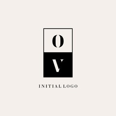 Wall Mural - Initials OV square line negative space logo design ideas