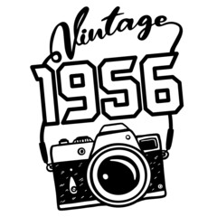 Wall Mural - Vintage 1956 Classic Camera, 1937 birthday typography design