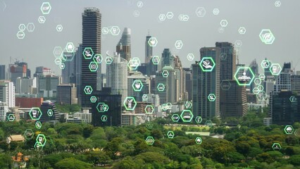green city technology shifting towards sustainable alteration concept by clean energy , recycling an