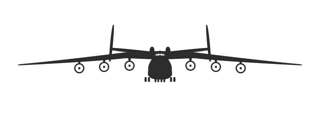 Wall Mural - Plane. The biggest cargo plane. Airplane silhouette front view. Vector image