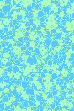 Semless Vector Two-tone Mint And Light Blue Naive Stylized Floral Pattern. Multidirectional Allover Floral Ditsy Design. 