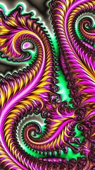 Wall Mural - 3d fractal illustration. Abstract fractal in bright and colorful color. Abstract spiral.