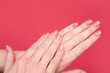 © be free - closeup of female hands with manicure and smooth skin