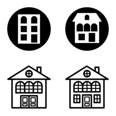 Houses Flat Icon Set Isolated On White Background