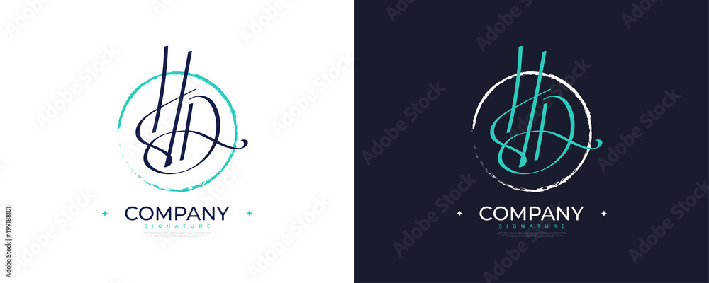 Initial H and D Logo Design with Elegant Handwriting Style. HD ...