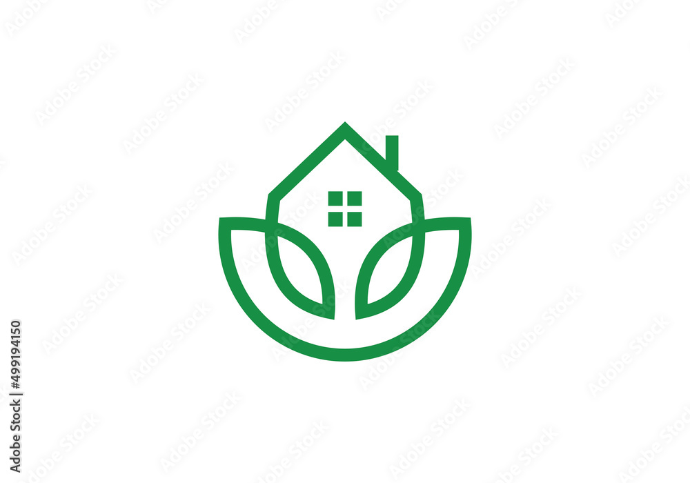 leaf and house symbol Logo design inspiration Stock Illustration ...
