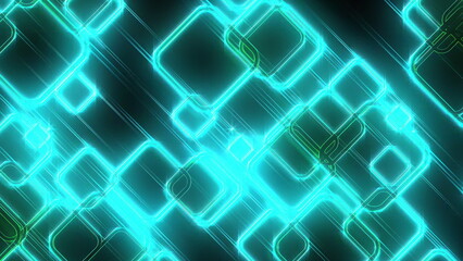 Aufkleber - Abstract glow squares and lines, computer generated. 3d rendering of web background