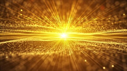 Wall Mural - golden particle stripes are constantly flowing, luxurious award ceremony background video, grid line particles video.