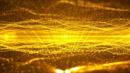 Wall Mural - Luxurious golden particle light keeps moving, form particle dynamic background, award ceremony evening video.