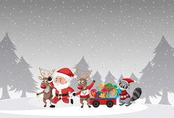 Poster - Christmas holidays with Santa and presents