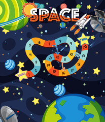 Wall Mural - Game template with space theme background