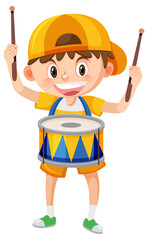 Sticker - A kid with drum music instrument