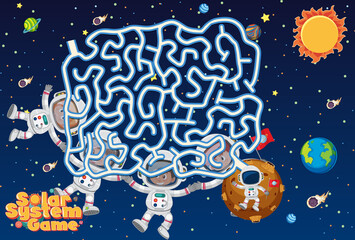 Wall Mural - Game template with space theme background