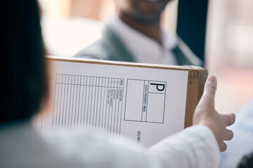 Poster - Those online purchases finally arrived. Closeup shot of a woman receiving a parcel.