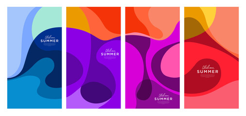 Aufkleber - Vector Colorful liquid and fluid background for summer collection