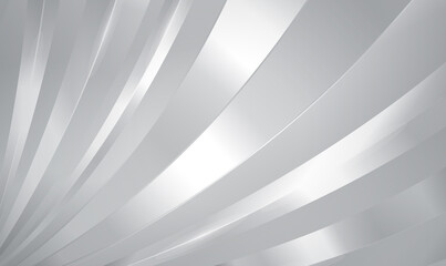 Poster - Abstract silver background with 3D curve pattern, interesting minimal chrome metal striped background. Bright silver stripy metallic backdrop. Metal curves stripes. Luxury digital concept.Vector EPS10