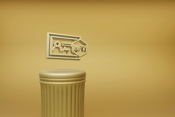 Poster - Beautiful abstract illustrations golden NFT License symbol icons on a golden column and wonderful background. 3d rendering illustration. Background pattern for design.