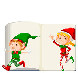 Poster - Opened blank book with Elves cartoon