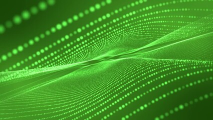 Wall Mural - Swaying linear particles on a 4K green background.