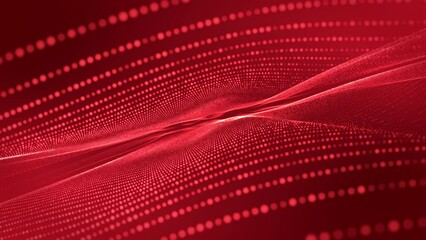 Wall Mural - swaying linear particles on a 4k red background.