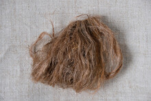 Hemp Or Linen Tow Dyed With Natural Onion Dyes On Hemp Fabric.