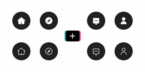 Poster - Home, Discover, Add, Inbox, and Profile Icon. Social Media Menu Vector