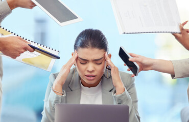 Poster - Always set healthy boundaries. Shot of a young woman having a stressful day at work.