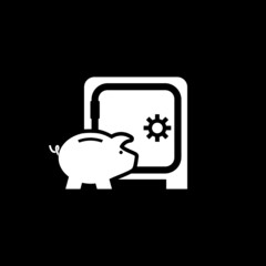 Canvas Print - Piggy bank icon isolated on dark background