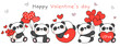 Draw banner cute baby panda for valentines day